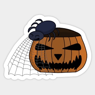 Spider in the web in the halloween pumpkin Sticker